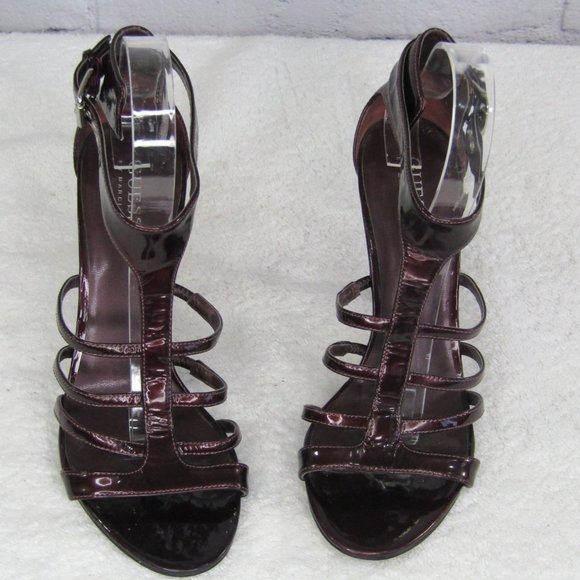 Guess by Marciano Maroon Open Toe Strappy Stiletto Heels Women's 8.5 - Picture 3 of 10